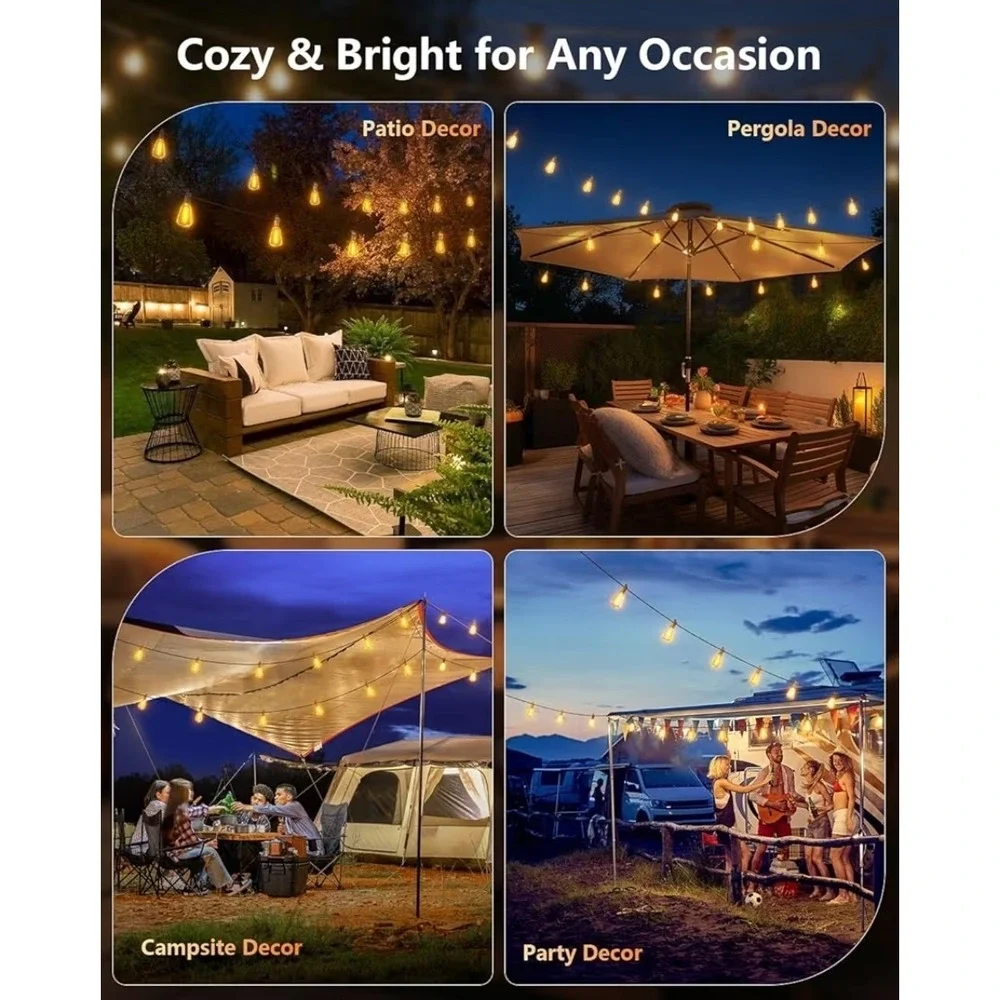 Solar String Lights 175FT LED Waterproof Dimmable Remote Brightown Patio Outdoor